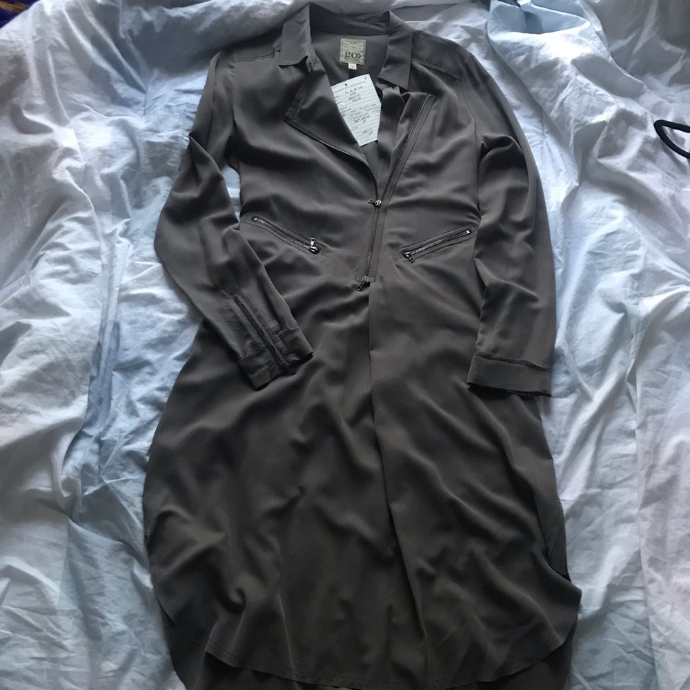 Go Silk Grey Midi Dress